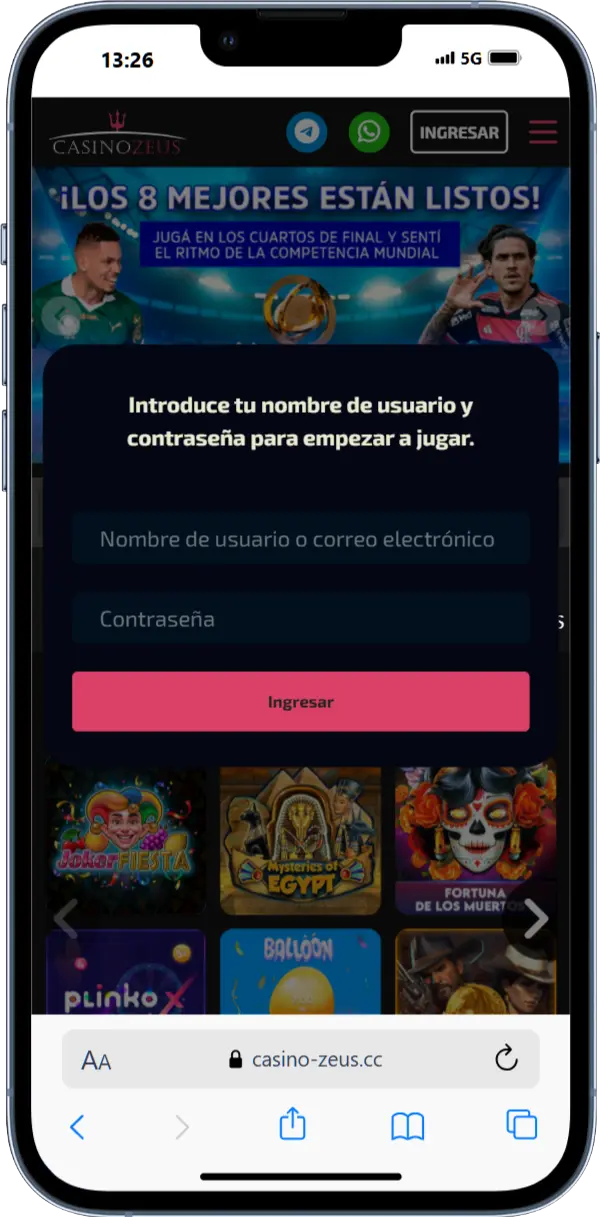 Inscripción Inscripción en Casino Zeus